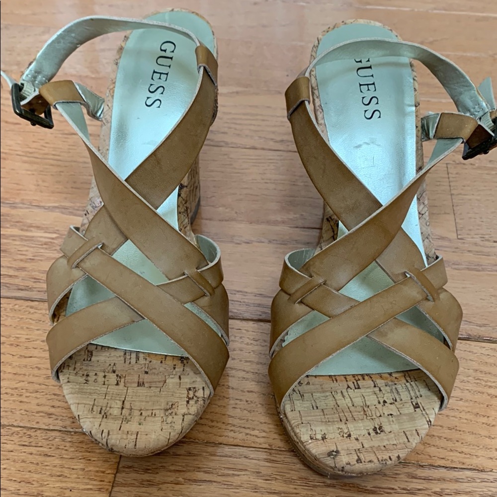GUESS Women's Tan Strappy Sandals